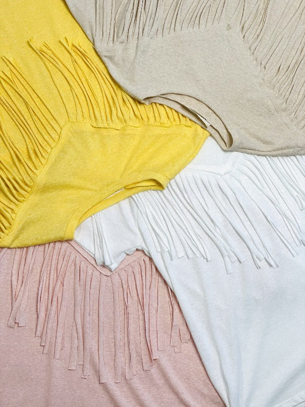 Wild Thang Fringe Tee - Taupe - Harper Renae Boutique
