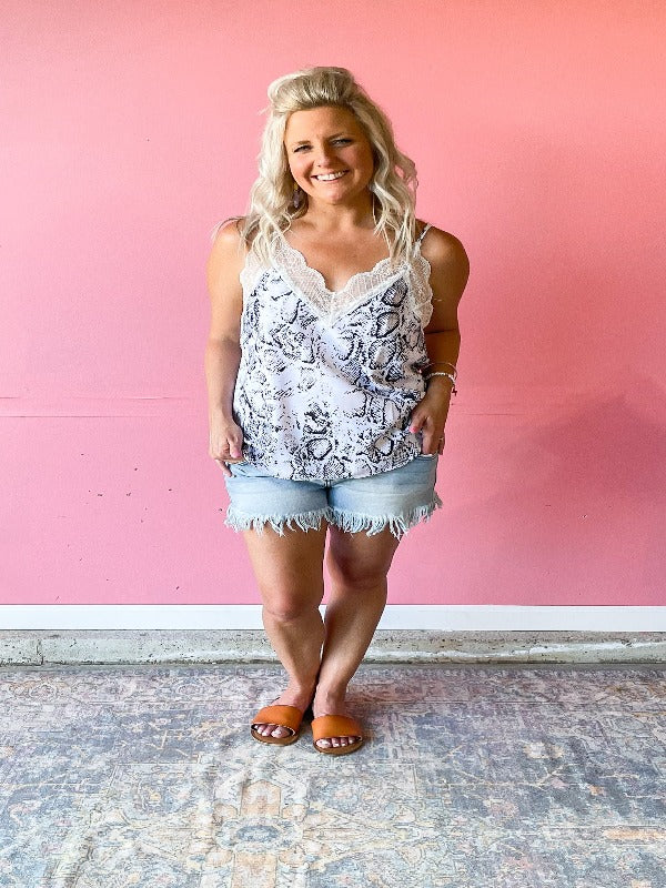 Snakeskin & Lace Cami - Harper Renae Boutique