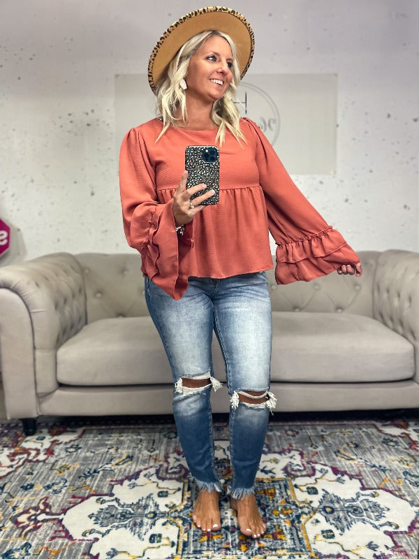 Autumn Ruffle Babydoll Top - Harper Renae Boutique