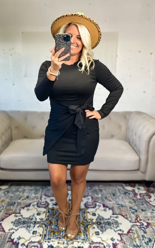 Wrapped Up In Love Dress - Black - Harper Renae Boutique
