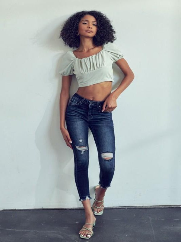 Alexa Mid Rise Ankle Skinny Kancan Jeans - Harper Renae Boutique