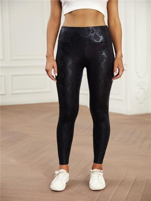 Mia Faux Leather Leggings - Snakeskin - Harper Renae Boutique