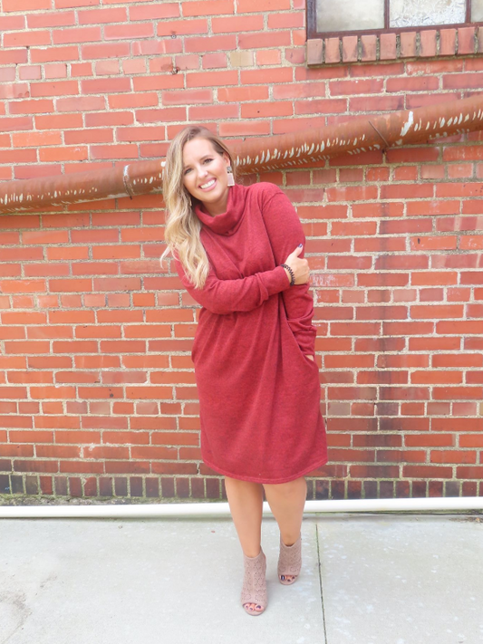 Chilly Nights Sweater Dress - Rust