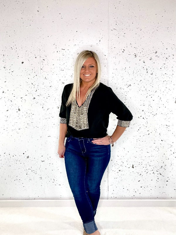 Danicka Embroidered Blouse - Harper Renae Boutique