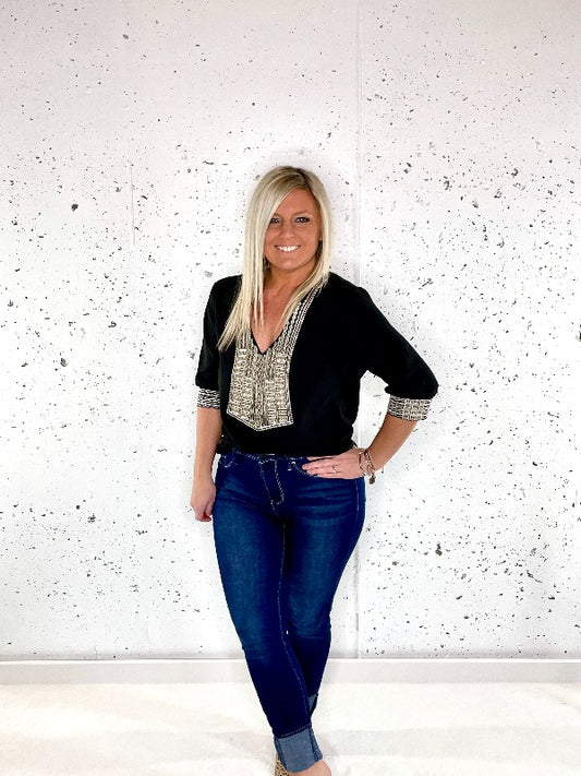 Danicka Embroidered Blouse - Harper Renae Boutique
