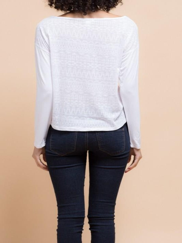 Aztec Basic Long Sleeve Top - White
