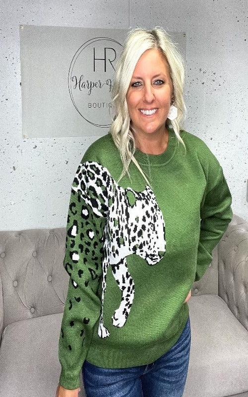Wild One Sweater - Olive - Harper Renae Boutique