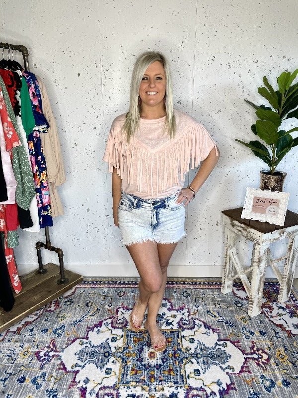 Wild Thang Fringe Tee - Pink - Harper Renae Boutique