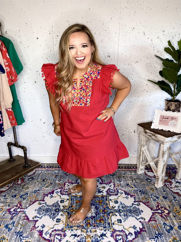 Confetti Dress - Red - Harper Renae Boutique
