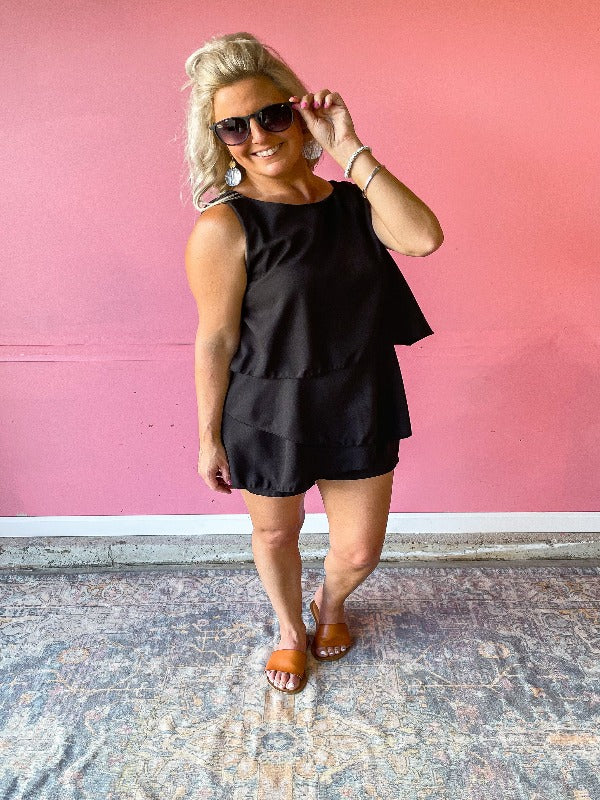 Sway Into Summer Romper - Black - Harper Renae Boutique