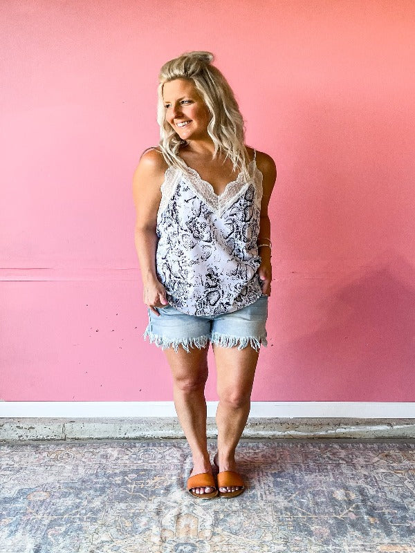 Snakeskin & Lace Cami - Harper Renae Boutique