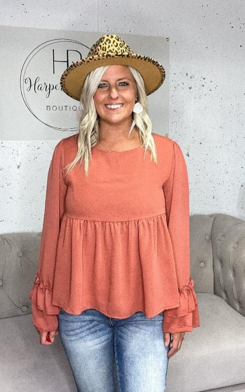 Autumn Ruffle Babydoll Top - Harper Renae Boutique