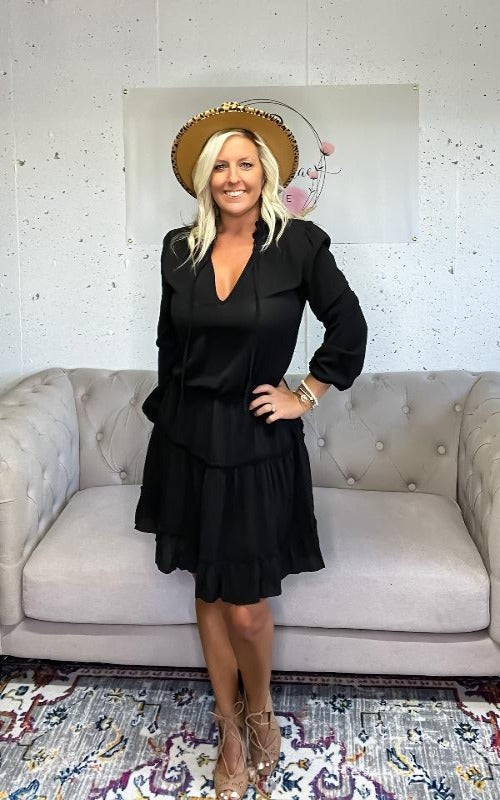 Think Of Me Ruffled Dress - Black - Harper Renae Boutique