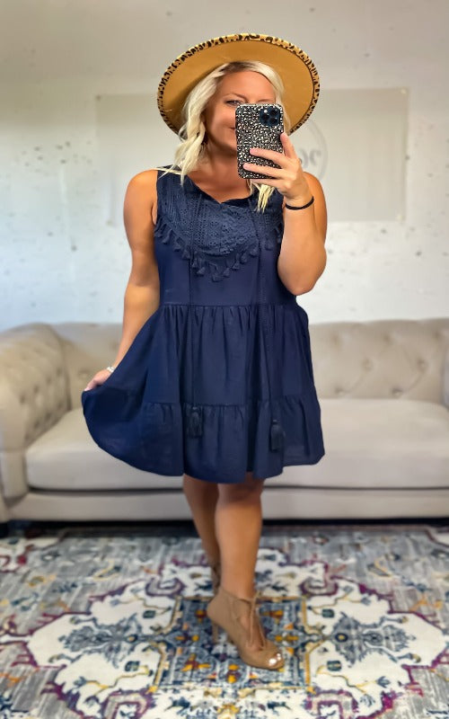 Bentley Boho Dress - Navy