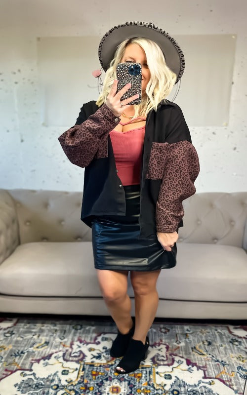 Dakota Denim Leopard Jacket - Harper Renae Boutique