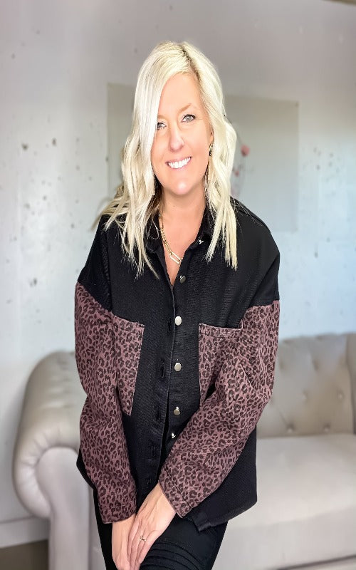 Dakota Denim Leopard Jacket - Harper Renae Boutique