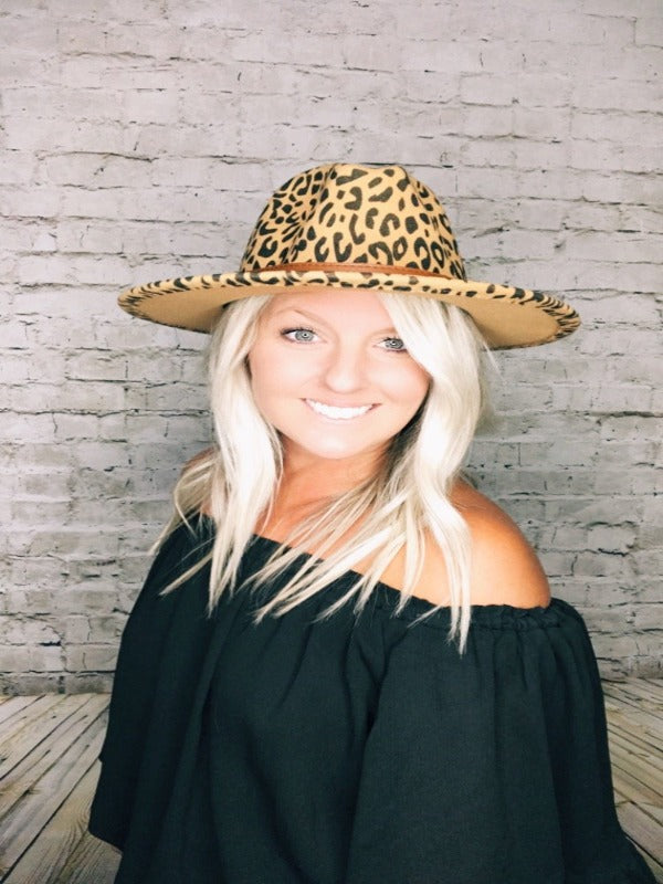 Leopard Felt Hat - Brown - Harper Renae Boutique