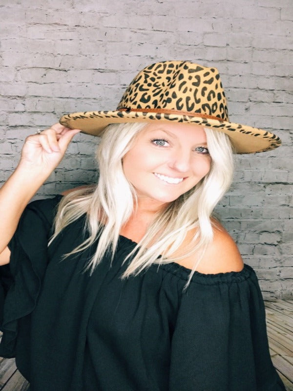 Leopard Felt Hat - Brown - Harper Renae Boutique