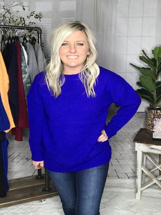 Full of Cheer Sweater - Royal Blue - Harper Renae Boutique