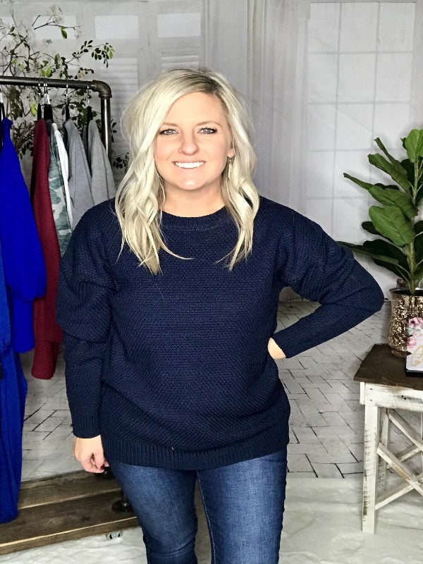 Full of Cheer Sweater - Navy - Harper Renae Boutique