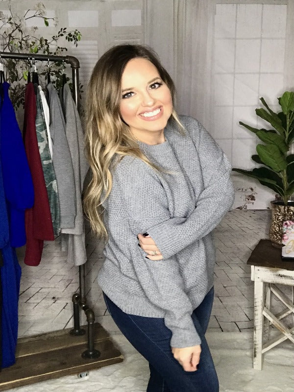 Full of Cheer Sweater - Grey - Harper Renae Boutique