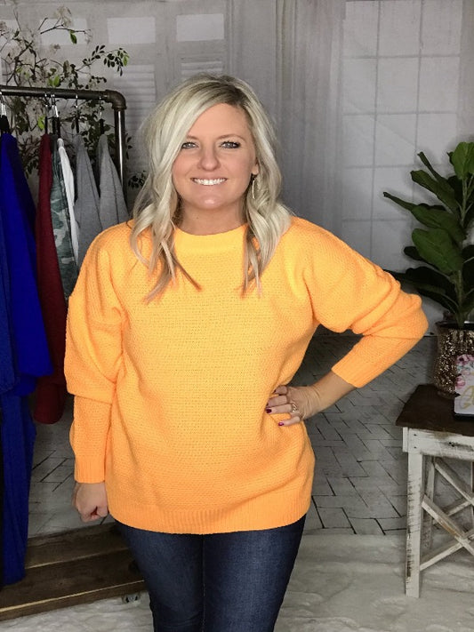 Full of Cheer Sweater - Neon Orange - Harper Renae Boutique
